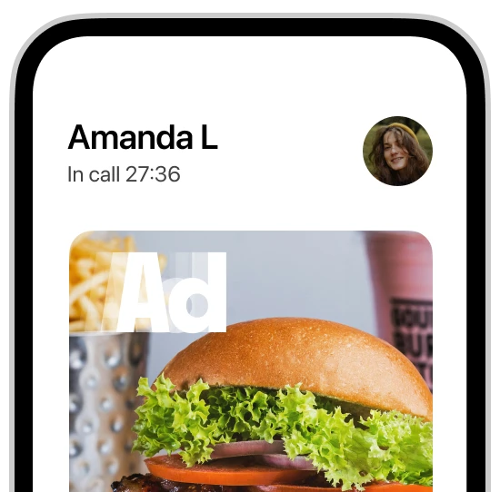 Calling screen with ads